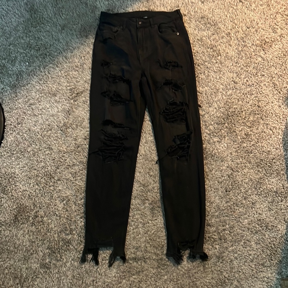 Black mom jeans with holes